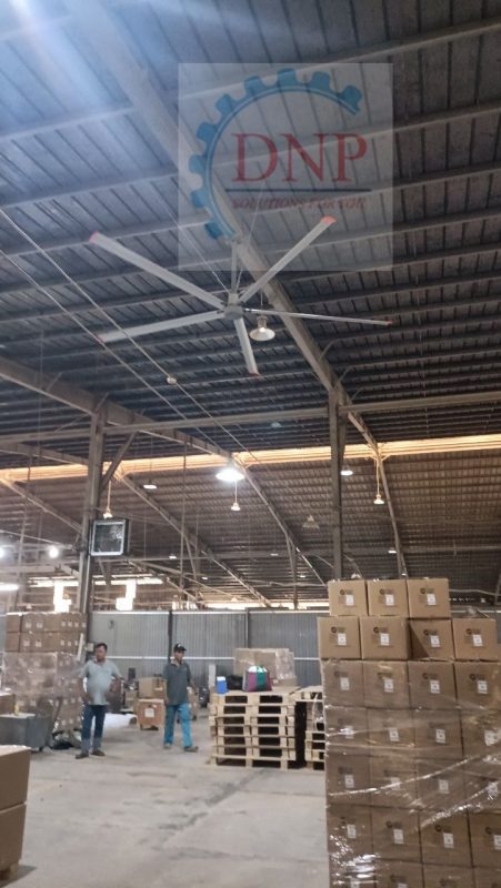 lắp đặt quạt trần tại nhà máy Kim Tín Gỗ Xanh